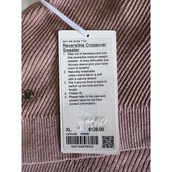 New Lululemon Reversible Crossover Sweater Size XL LW3IU5S Warm Beige $128 NWT - Picture 4 of 10